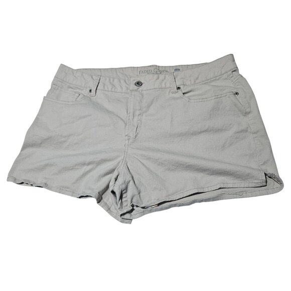 Khaki Shorts Womens Plus Size 18 High Waist Casual Cotton Summer Faded Glory - Picture 1 of 4